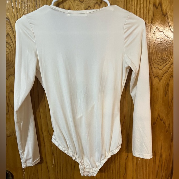 Women's Low cut White and Cream Bodysuit - Picture 4 of 4